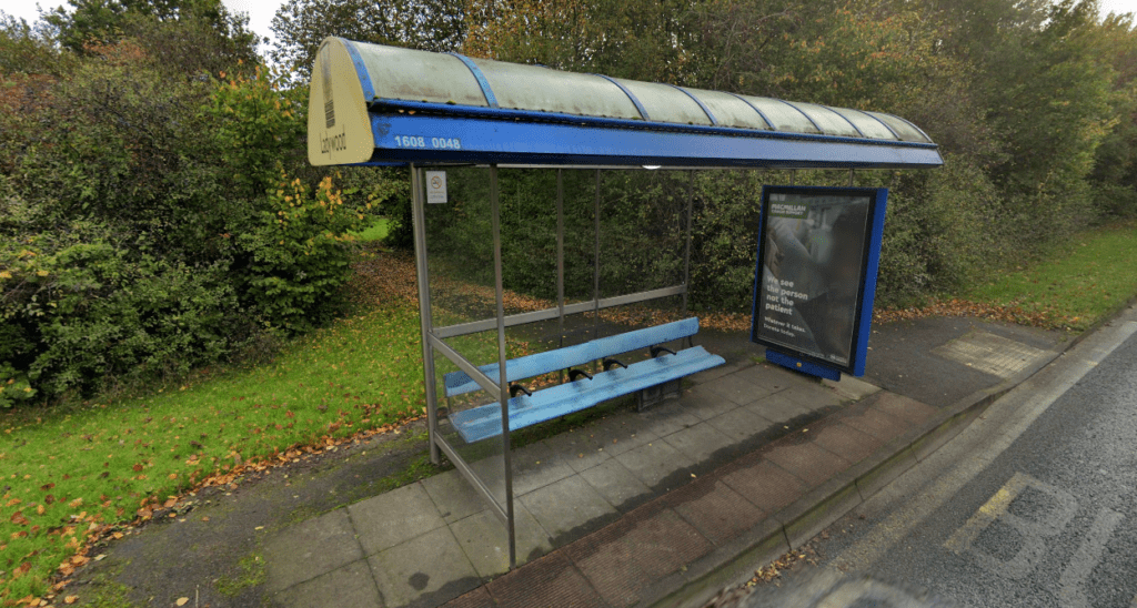 bus stop at warrington